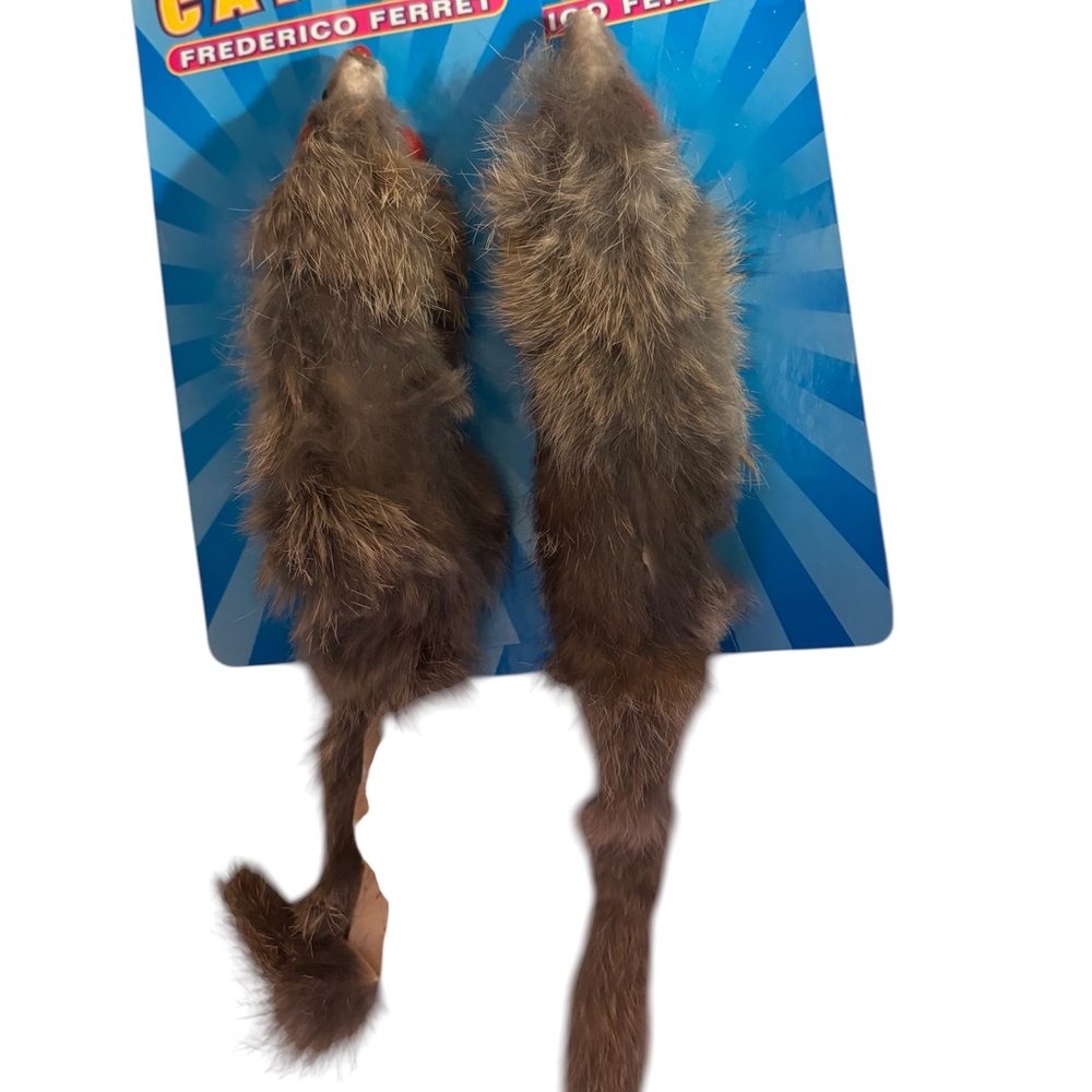 2 Packs Real Fur Original Federico Ferret Jumbo Cat Toy Furry Kicker Chase